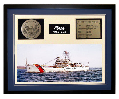 USCGC Clover WLB-292 Framed Coast Guard Ship Display Blue