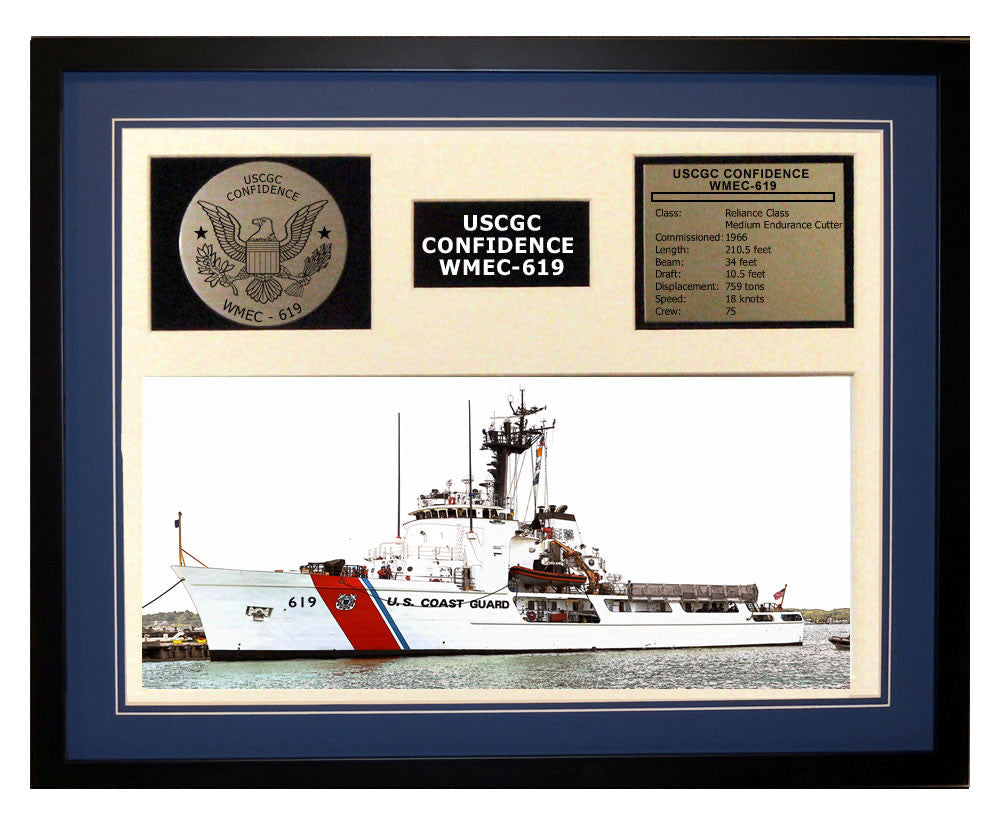 USCGC Confidence WMEC-619 Framed Coast Guard Ship Display Blue