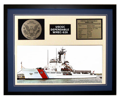 USCGC Dependable WMEC-626 Framed Coast Guard Ship Display Blue