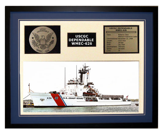 USCGC Dependable WMEC-626 Framed Coast Guard Ship Display Blue