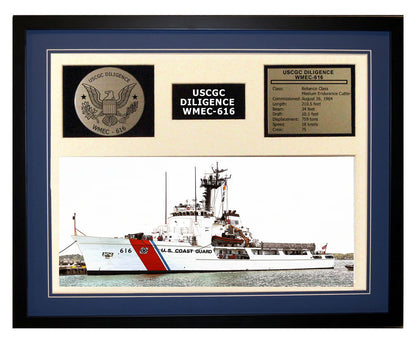 USCGC Diligence WMEC-616 Framed Coast Guard Ship Display Blue