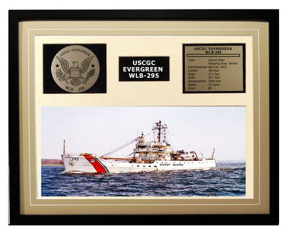 USCGC Evergreen WLB-295 Framed Coast Guard Ship Display Brown