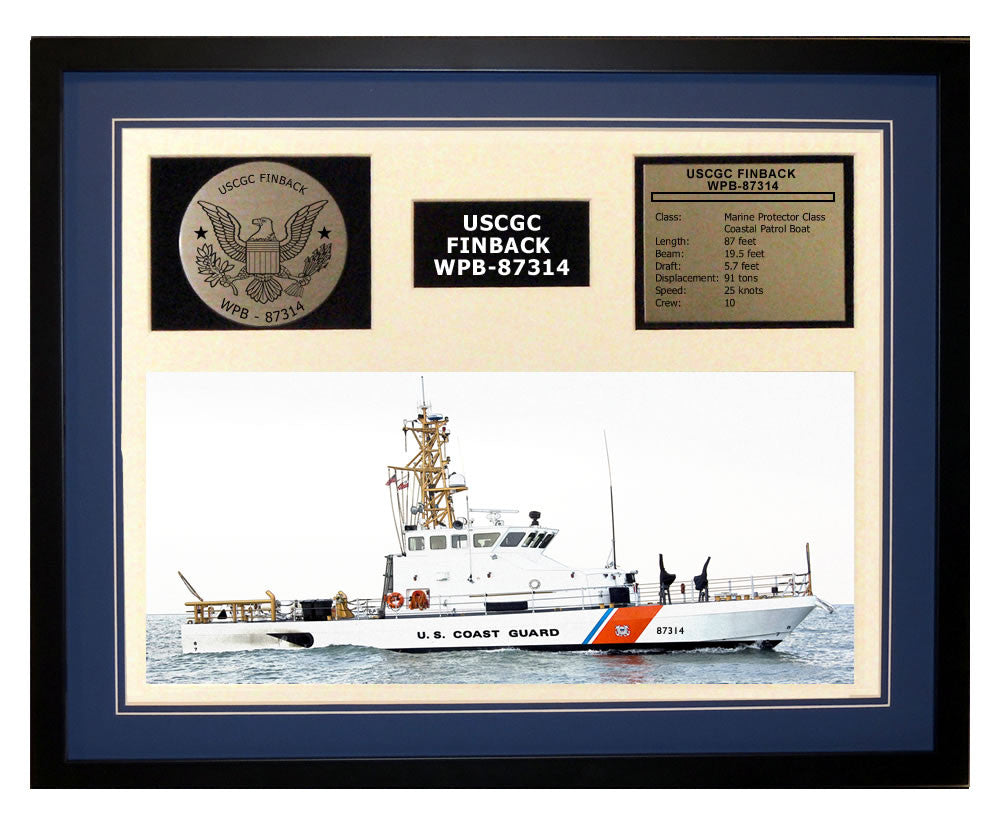 USCGC Finback WPB-87314 Framed Coast Guard Ship Display Blue