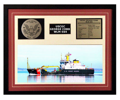 USCGC George Cobb WLM-564 Framed Coast Guard Ship Display Burgundy