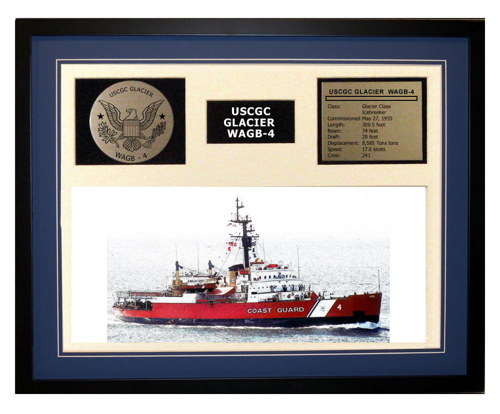 USCGC Glacier WAGB-4 Framed Coast Guard Ship Display Blue