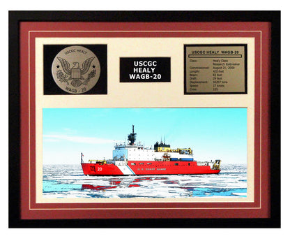 USCGC Healy WAGB-20 Framed Coast Guard Ship Display Burgundy