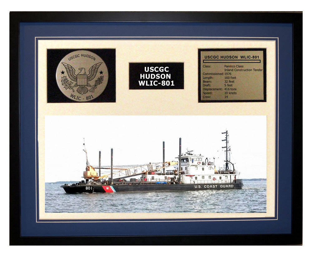 USCGC Hudson WLIC-801 Framed Coast Guard Ship Display Blue