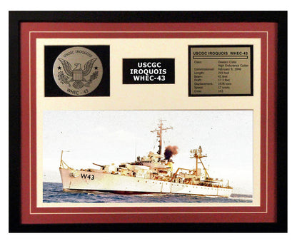 USCGC Iroquois WHEC-43 Framed Coast Guard Ship Display Burgundy