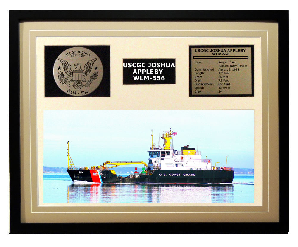USCGC Joshua Appleby WLM-556 Framed Coast Guard Ship Display Brown