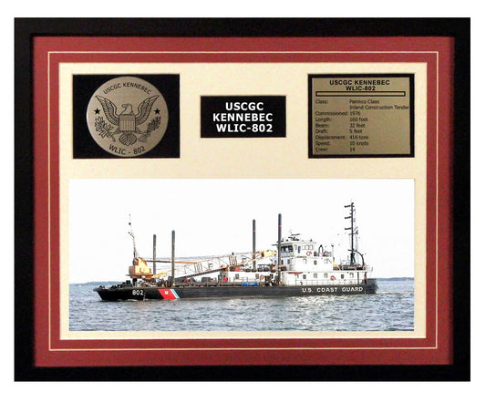USCGC Kennebec WLIC-802 Framed Coast Guard Ship Display Burgundy