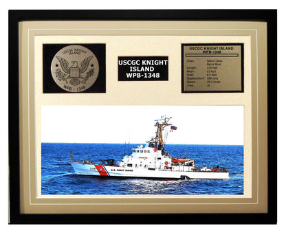 USCGC Knight Island WPB-1348 Framed Coast Guard Ship Display Brown