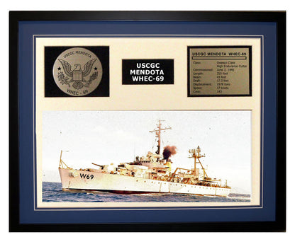 USCGC Mendota WHEC-69 Framed Coast Guard Ship Display Blue