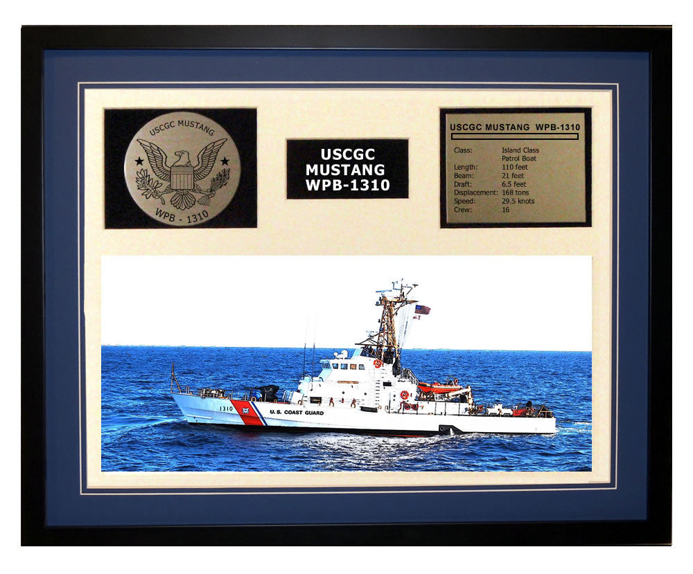 USCGC Mustang WPB-1310 Framed Coast Guard Ship Display Blue