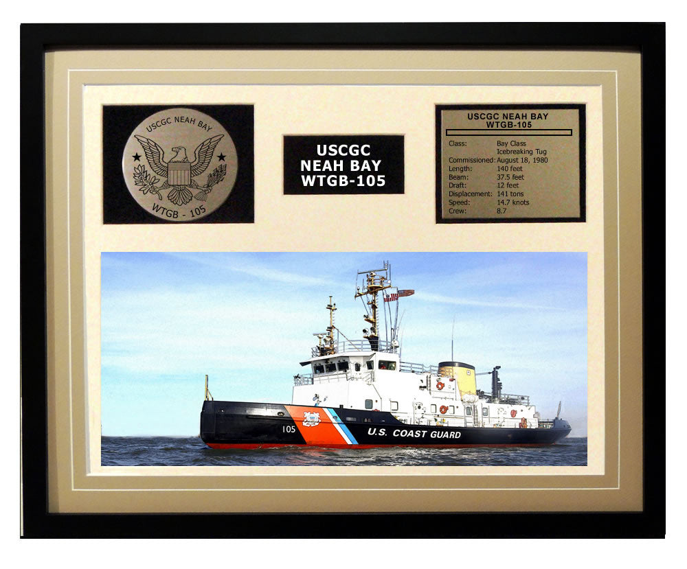 USCGC Neah Bay WTGB-105 Framed Coast Guard Ship Display Brown