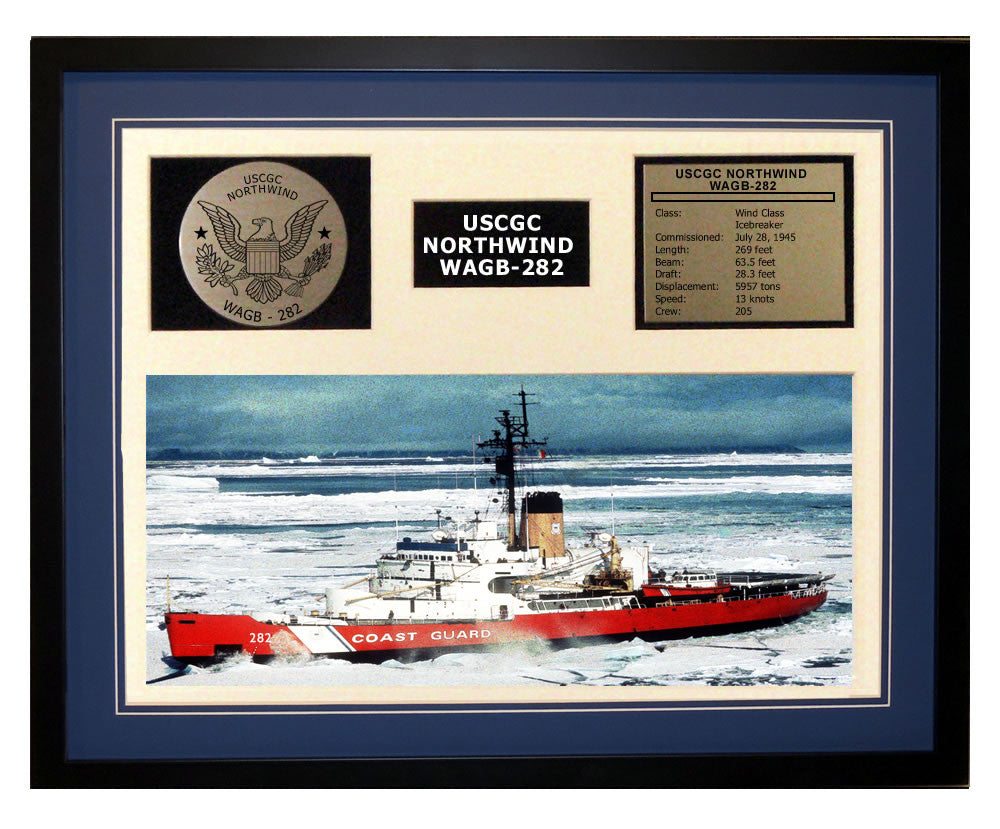USCGC Northwind WAGB-282 Framed Coast Guard Ship Display Blue