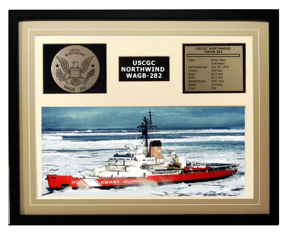USCGC Northwind WAGB-282 Framed Coast Guard Ship Display Brown