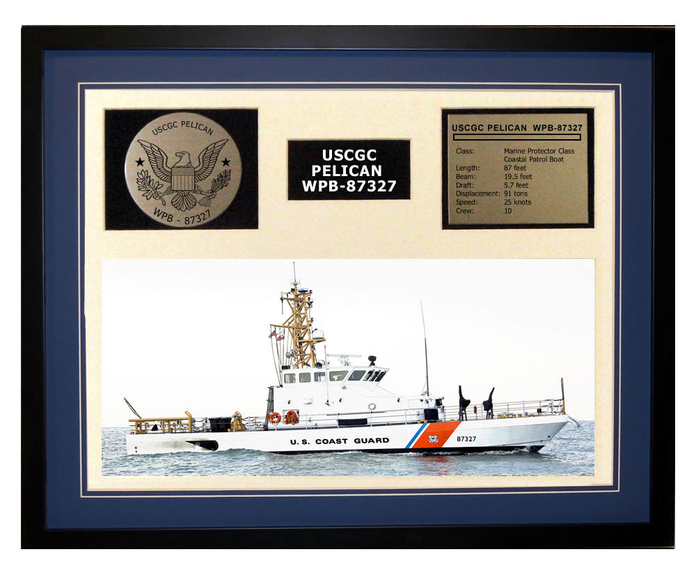 USCGC Pelican WPB-87327 Framed Coast Guard Ship Display Blue