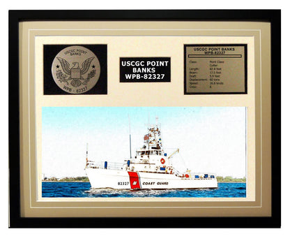 USCGC Point Banks WPB-82327 Framed Coast Guard Ship Display Brown