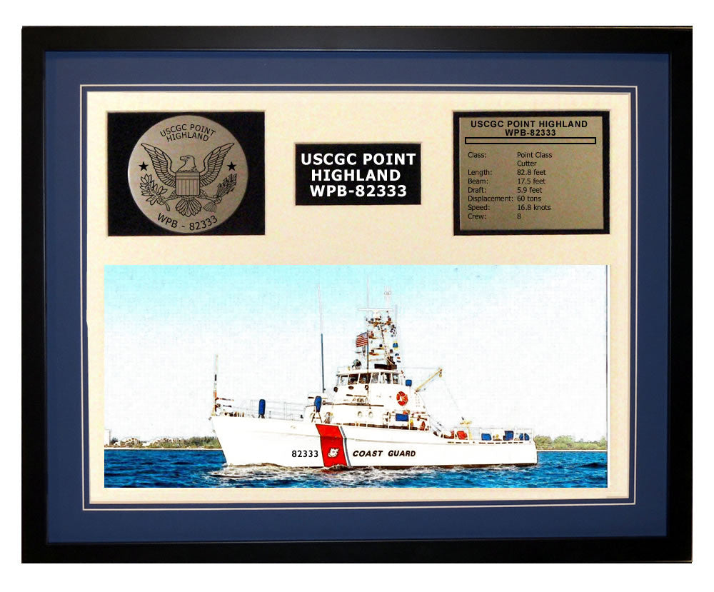 USCGC Point Highland WPB-82333 Framed Coast Guard Ship Display Blue