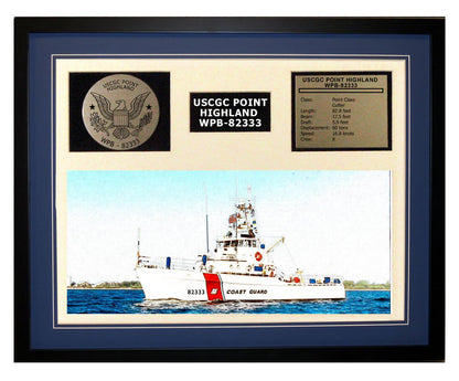 USCGC Point Highland WPB-82333 Framed Coast Guard Ship Display Blue