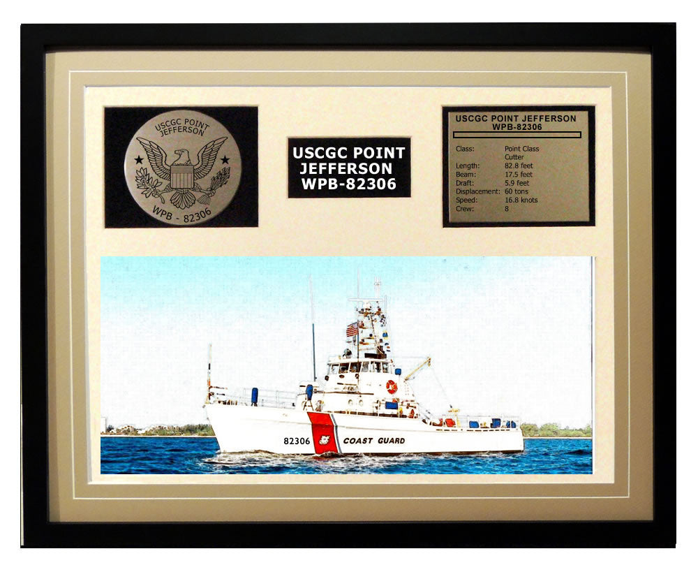 USCGC Point Jefferson WPB-82306 Framed Coast Guard Ship Display Brown