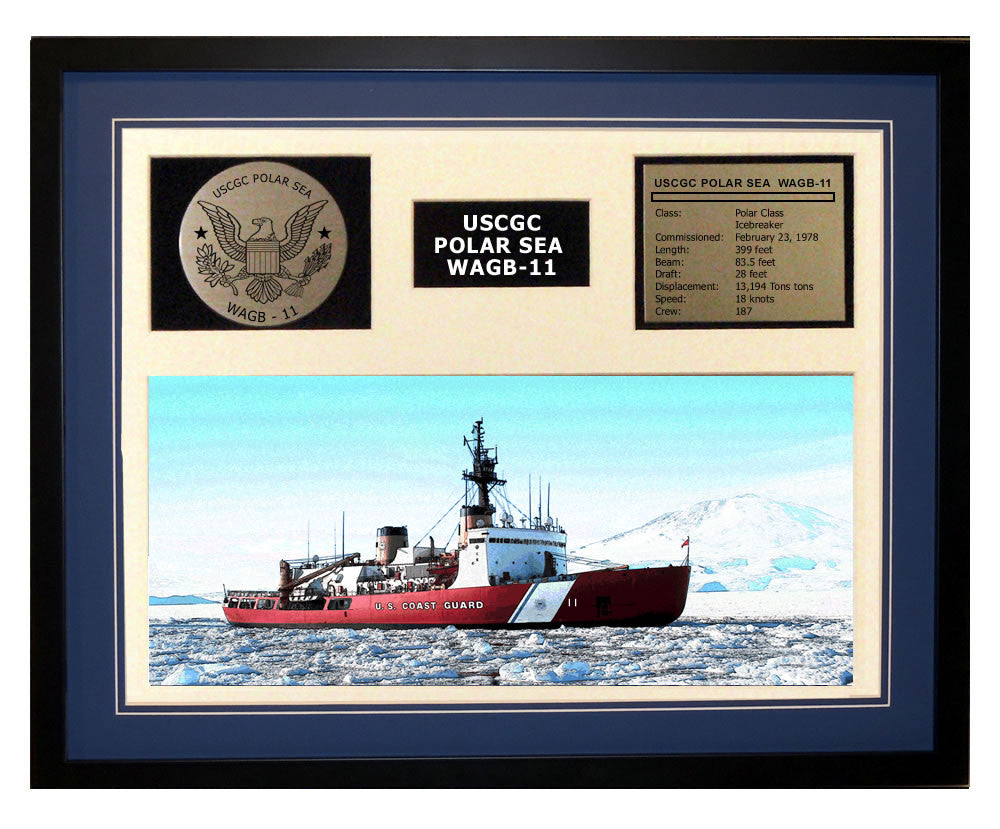 USCGC Polar Sea WAGB-11 Framed Coast Guard Ship Display Blue