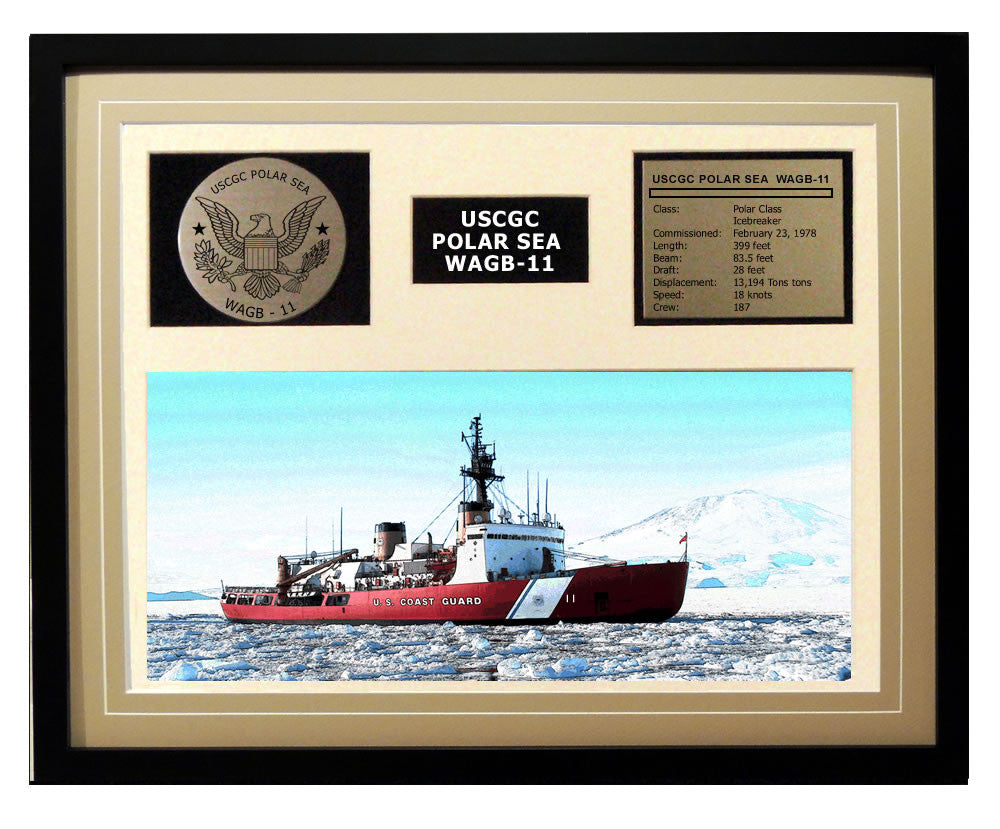 USCGC Polar Sea WAGB-11 Framed Coast Guard Ship Display Brown