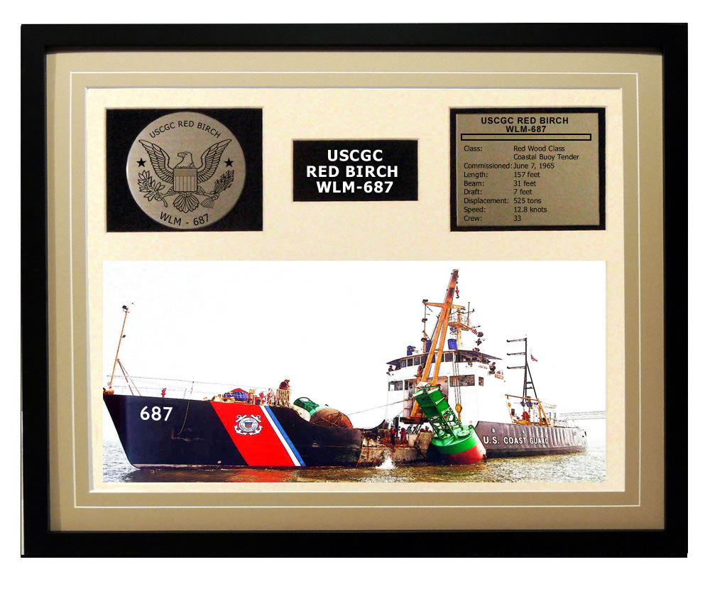 USCGC Red Birch WLM-687 Framed Coast Guard Ship Display Brown