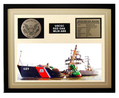 USCGC Red Oak WLM-689 Framed Coast Guard Ship Display Brown