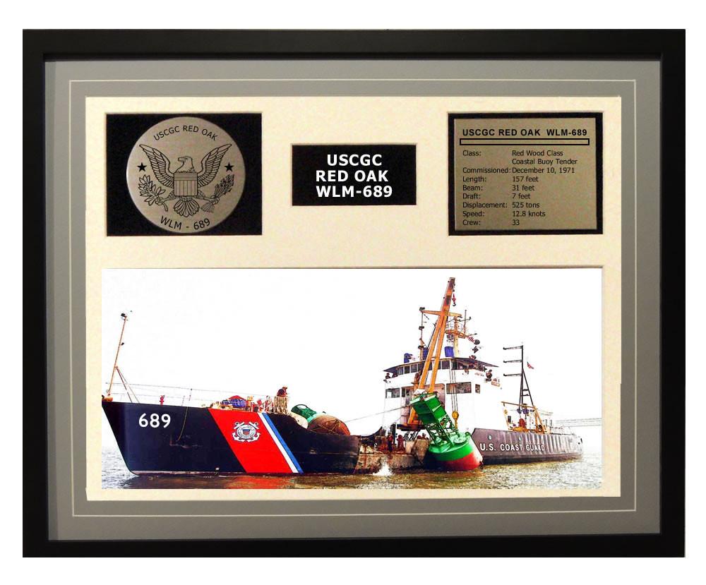 U.S. COAST GUARD 木製モデル船 約60cm USCGC Red Oak WLM-689 Framed Coast Guard Ship Display Burgundy