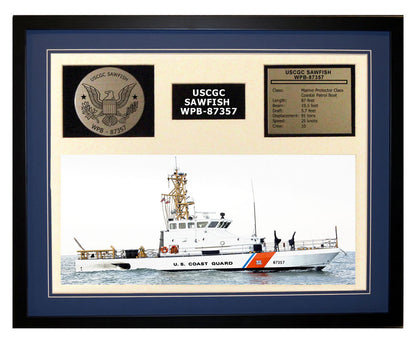 USCGC Sawfish WPB-87357 Framed Coast Guard Ship Display Blue