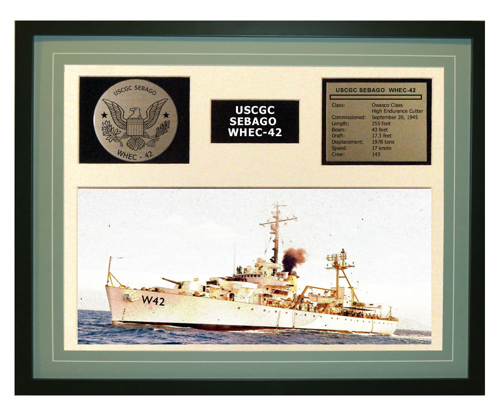 USCGC Sebago WHEC-42 Framed Coast Guard Ship Display Brown