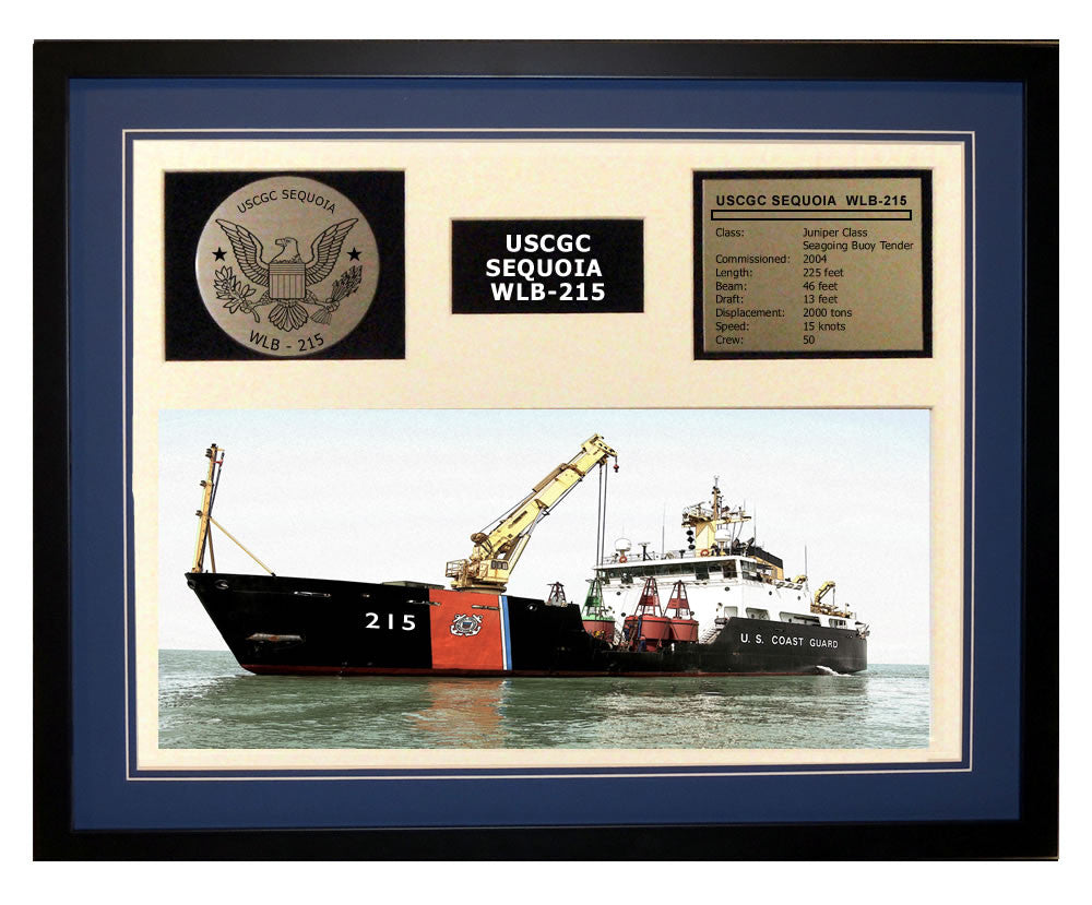USCGC Sequoia WLB-215 Framed Coast Guard Ship Display Blue