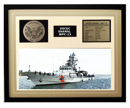 USCGC Shamal WPC-13 Framed Coast Guard Ship Display Brown