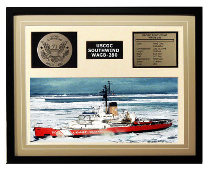 USCGC Southwind WAGB-280 Framed Coast Guard Ship Display Brown