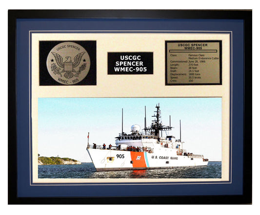USCGC Spencer WMEC-905 Framed Coast Guard Ship Display Blue