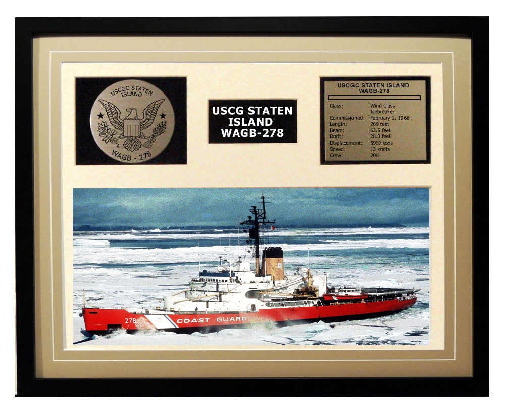 USCGC Staten Island WAGB-278 Framed Coast Guard Ship Display Brown