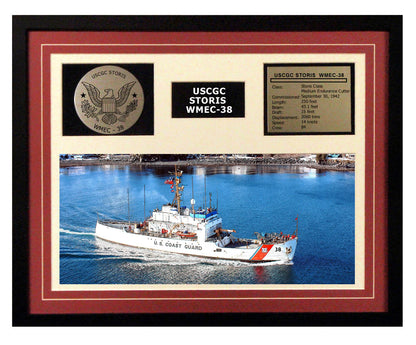 USCGC Storis WMEC-38 Framed Coast Guard Ship Display Burgundy