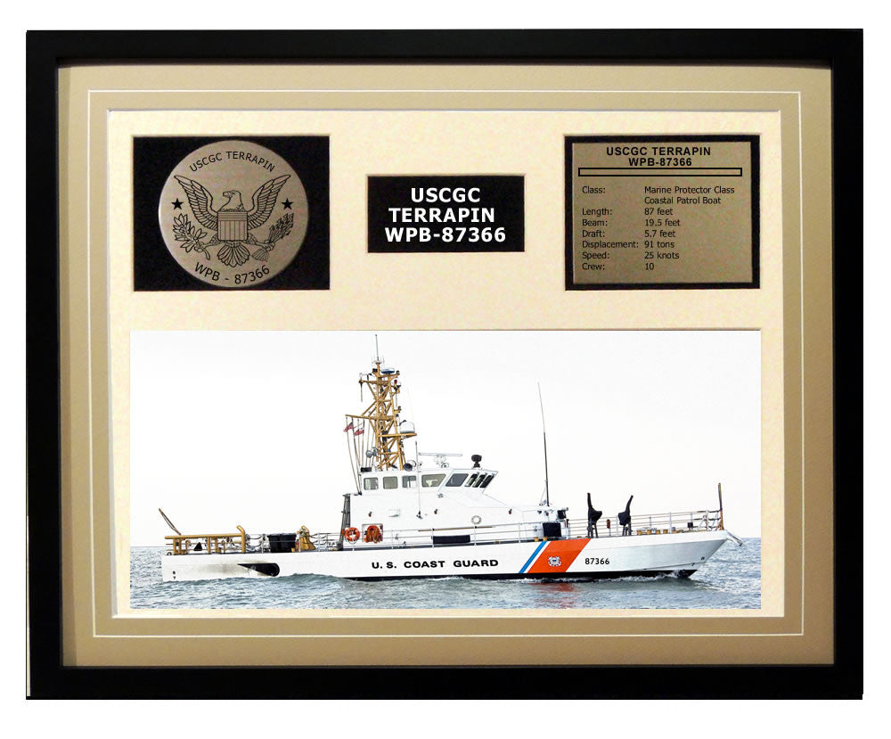 USCGC Terrapin WPB-87366 Framed Coast Guard Ship Display Brown