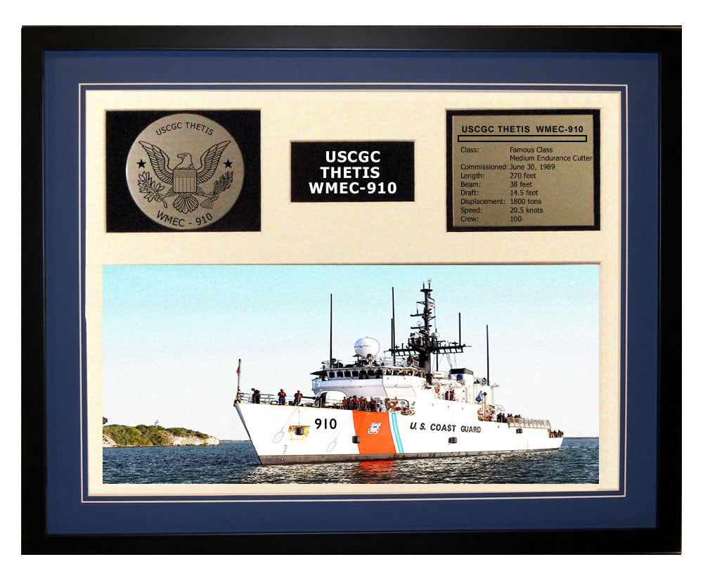USCGC Thetis WMEC-910 Framed Coast Guard Ship Display Blue