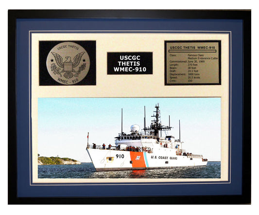 USCGC Thetis WMEC-910 Framed Coast Guard Ship Display Blue