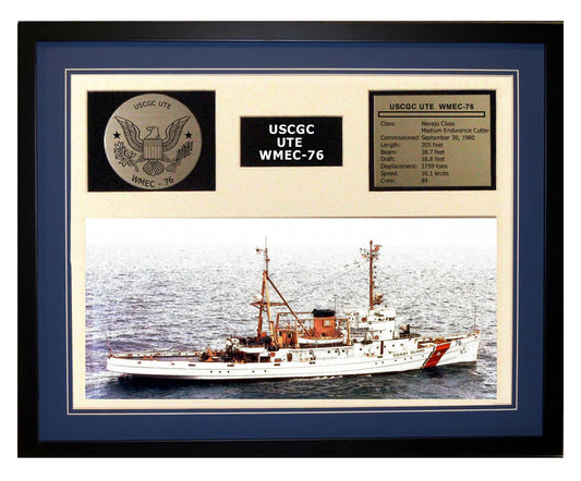 USCGC Ute WMEC-76 Framed Coast Guard Ship Display Blue