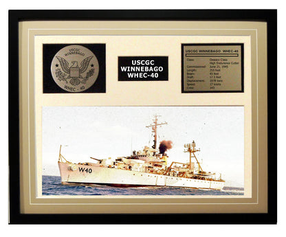 USCGC Winnebago WHEC-40 Framed Coast Guard Ship Display Brown