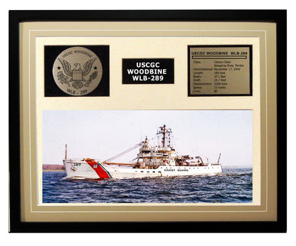 USCGC Woodbine WLB-289 Framed Coast Guard Ship Display Brown