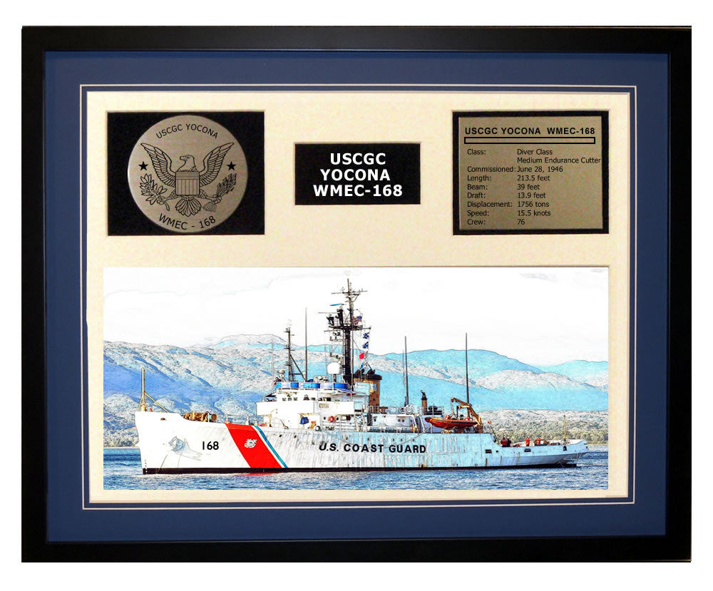 USCGC Yocona WMEC-168 Framed Coast Guard Ship Display Blue