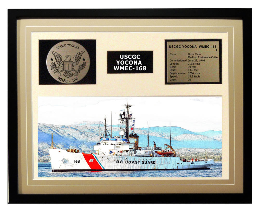 USCGC Yocona WMEC-168 Framed Coast Guard Ship Display Brown